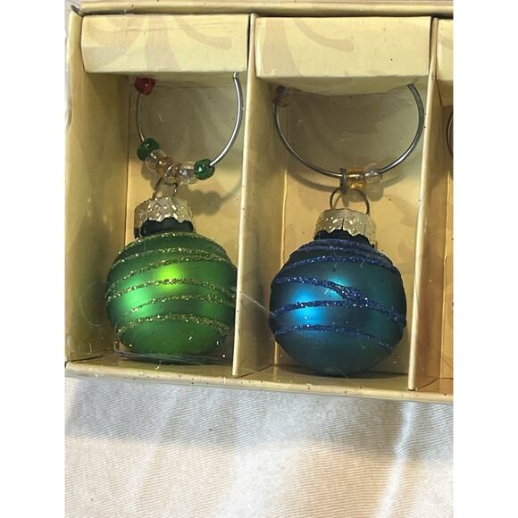 Cypress Home Wine Glass Charms Set Of 6 Holiday Ornament Design Open Box New - Picture 8 of 8